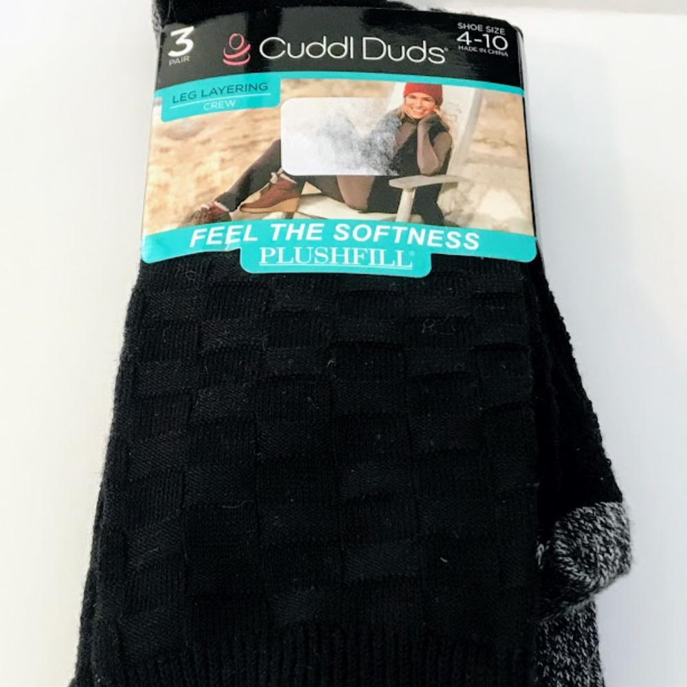 Cuddl Duds socks, 3 Pack Sz 4-10 Leg Layering Crew